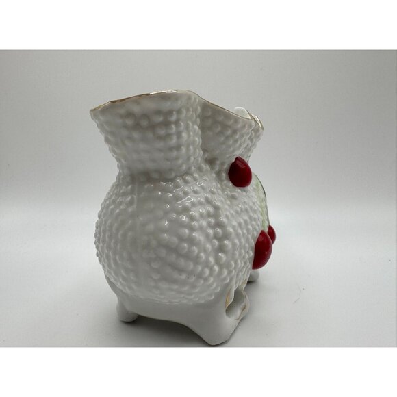 Mid Century Modern Japan Cherry Footed Bag Planter Vase MCM Gold Coloured Trim - Picture 3 of 9